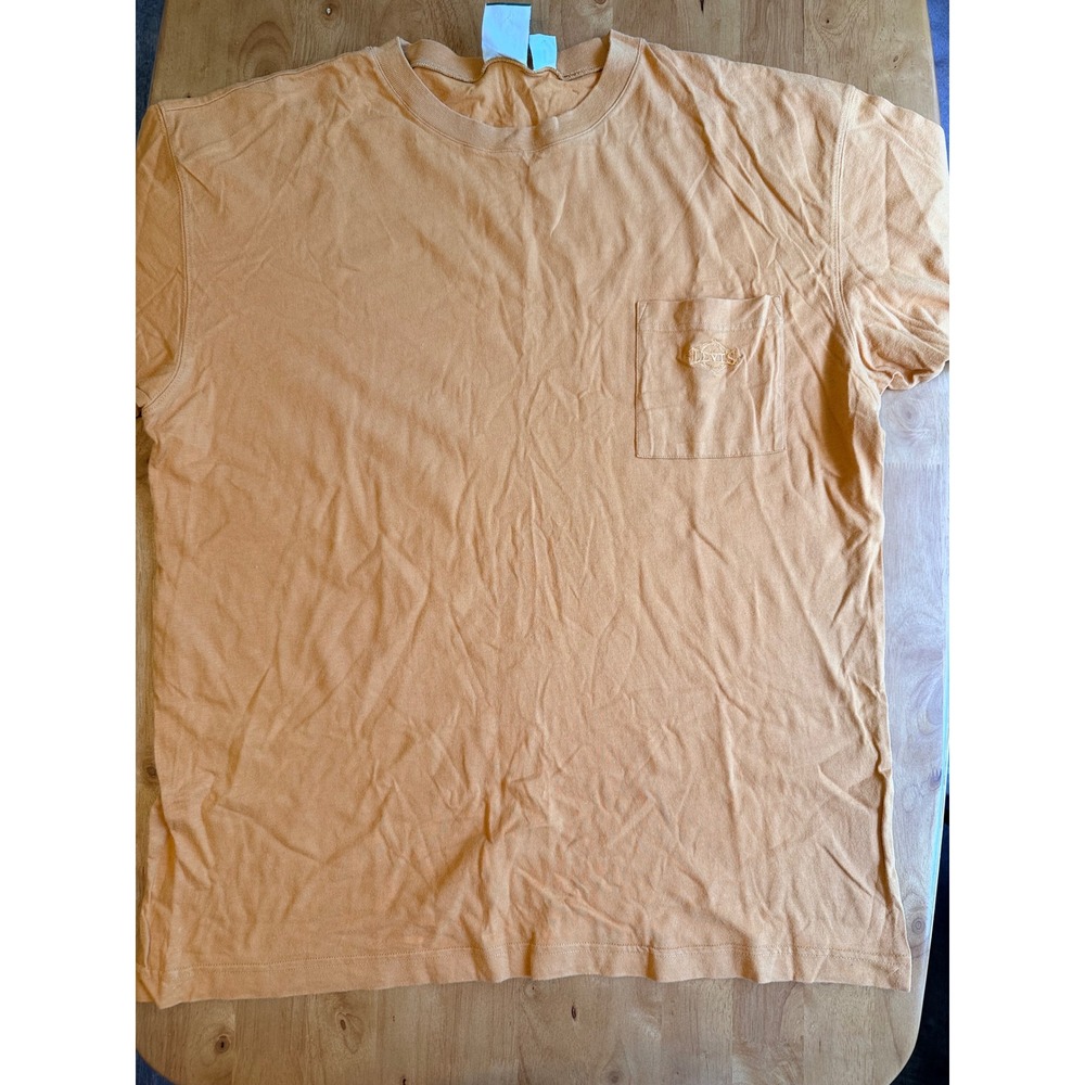 Levis Original Authentic Mens XL Mustard Orange Pocket T-Shirt Cotton Crew Neck